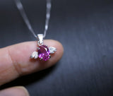 Sterling Silver Tiny Ruby Necklace - Dainty Red Ruby Pendant - Full Sterling Silver Penguin Necklace Bird Choker 1067