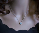 Tiny Blue Aquamarine Choker - 18KGP @ Sterling Silver - Minimalist Aquamarine Necklace 040