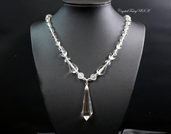 Clear Quartz Necklace Clear Quartz Point Necklace - Crystal Stone Necklace Luxury Crystal Healing Necklace -Luxury Clear Quartz 2602