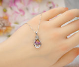 Ametrine Necklace - 925 Sterling Silver Teardrop Flower Lab Created Ametrine Pendant