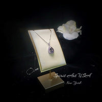 Mystic Rainbow Topaz Necklace – 4CT Teardrop Halo Pendant, Pink Tourmaline, 18K 925 Sterling Silver Jewelry November Birthstone #967