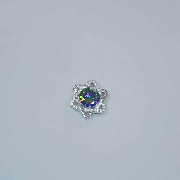 Custom listing for Ariana with Mystic topaz in David Star Necklace Style white gold coated sterling silver # 1112
