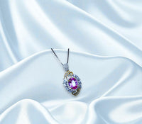 Pink Tourmaline Necklace - Life Spiral 1.8 CT Pink Tourmaline Pendant - Spiritual Gemstone Flower - Double Halo Swirl Infinity Jewelry #734
