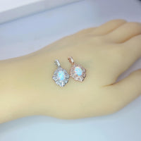 Opal Necklace - Tiny White Opal Rose gold 18KGP @ Sterling Silver - Small Gemstone flower style Opal Jewelry #308