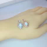 Opal Necklace - Tiny White Opal Rose gold 18KGP @ Sterling Silver - Small Gemstone flower style Opal Jewelry #308