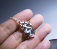 Blue Opal Necklace -  Diamond Butterfly Pendant -18kgp @ Sterling Silver -  Blue Opal Jewelry