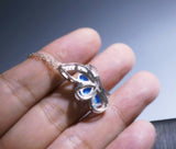 Blue Opal Necklace -  Diamond Butterfly Pendant -18kgp @ Sterling Silver -  Blue Opal Jewelry