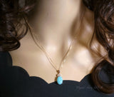 Amazonite Necklace - Rose Gold Coated Sterling Silver - Diamond Crown Pendant - Natural High Quality Chakra Yoga Healing - Amazonite Jewelry