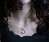 Four Leaf Clover Moonstone Necklace, Rose Gold Coated Sterling Silver box Chain Natural Flash Moonstone Pendant
