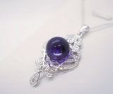 Natural Amethyst Necklace - Sterling Silver Tassel - Luxury Genuine Amethyst Pendant - Purple Gemstone Jewelry - 18KGP @ Sterling Silver