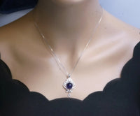 Natural Amethyst Necklace - Sterling Silver Tassel - Luxury Genuine Amethyst Pendant - Purple Gemstone Jewelry - 18KGP @ Sterling Silver