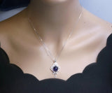 Natural Amethyst Necklace - Sterling Silver Tassel - Luxury Genuine Amethyst Pendant - Purple Gemstone Jewelry - 18KGP @ Sterling Silver