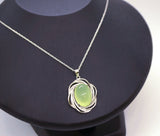 Large Prehnite Necklace Full Sterling Silver Green Gemstone Heart Chakra Healing Prehnite Pendant
