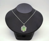 Large Prehnite Necklace Full Sterling Silver Green Gemstone Heart Chakra Healing Prehnite Pendant