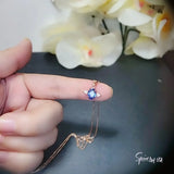 Super Tiny Blue Sapphire Necklace Rose Gold Penguin Pendant Angel Wing Jewelry