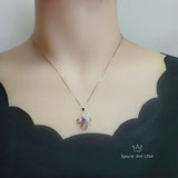 Amethyst Cross Flower Necklace Sterling Silver, Diamond  Cross Pendant White Gold Natural Amethyst Jewelry